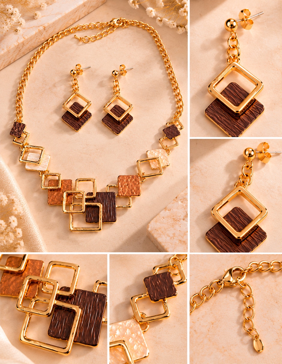 Set de collar y aretes de acero inoxidable 7