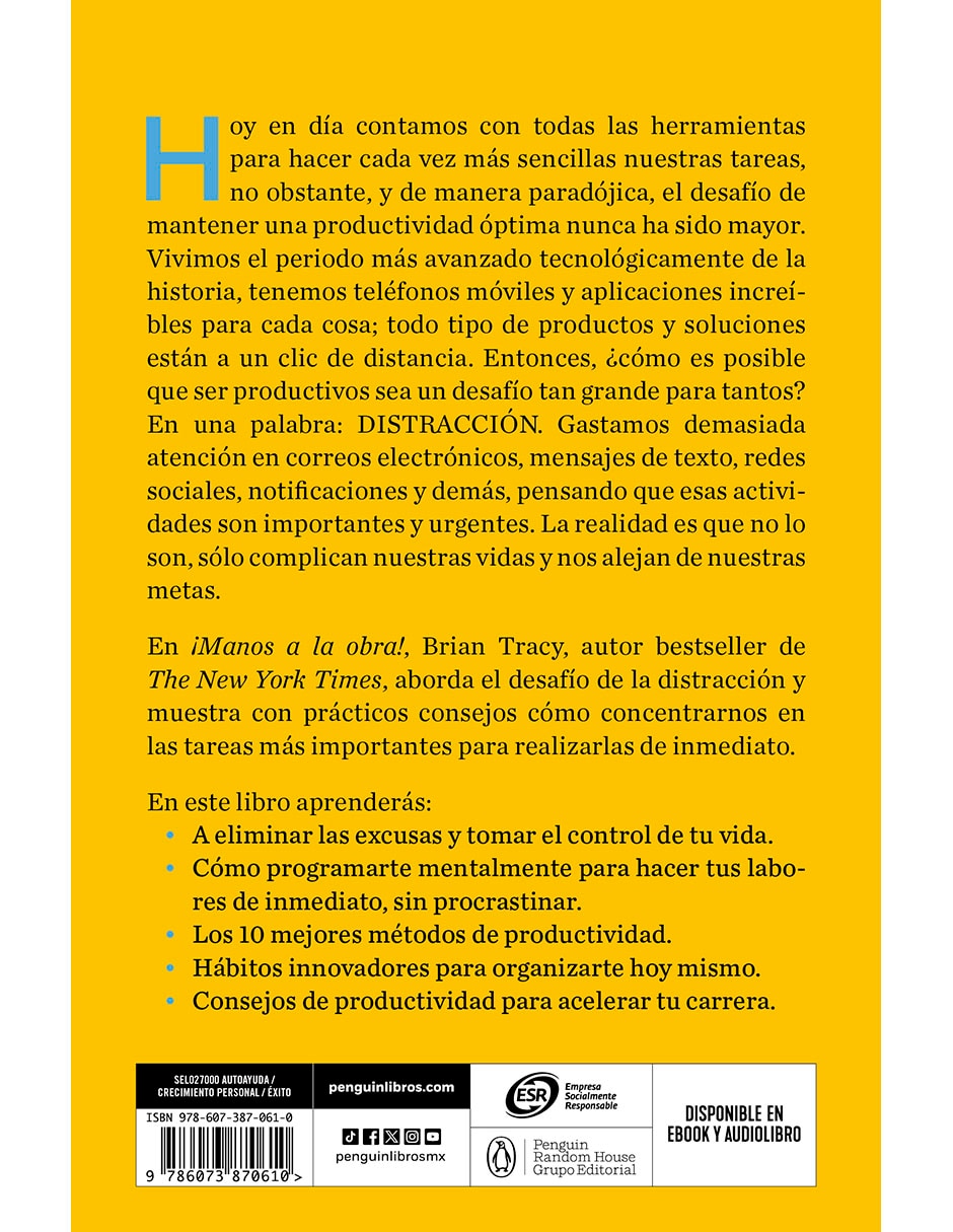 Libro ¡Manos a la obra! de Brian Tracy